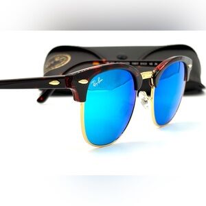 Ray-Ban Club Master 51-21-145 Tortoise Blue Flash Mirror 1145/17